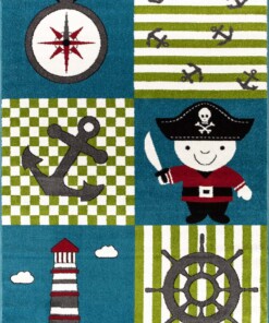 Alfombra infantil Piratas - Azul/Verde - overzicht boven