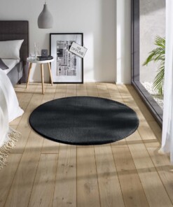 Alfombra redonda suave Loft - Negra (lavable a 30°C) - sfeer