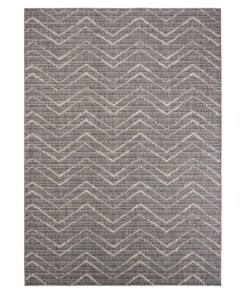 Alfombra de exterior en zigzag Summer - Gris/Crema - overzicht boven