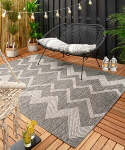 Alfombra de exterior en zigzag Sunny - Gris - sfeer