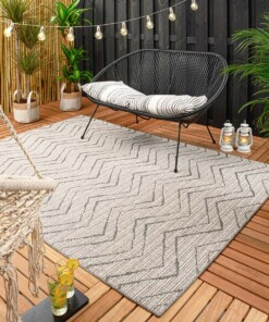 Alfombra de exterior en zigzag Summer - Crema/Gris - sfeer