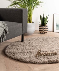 Alfombra redonda de pelo largo Cozy Shaggy - Beige - sfeer