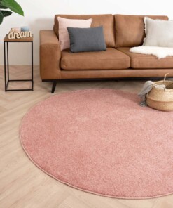 Alfombra redonda de pelo liso Fine - Rosa - sfeer