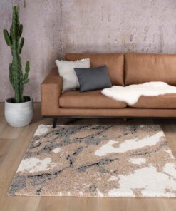 Alfombra cuadrada de pelo largo Marble Artisan - Beige - sfeer, thumbnail