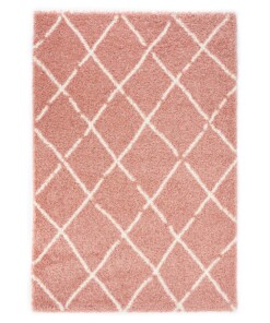 Alfombra a rombos de pelo largo Artisan - Rosa/Blanco - overzicht