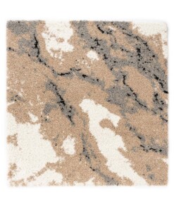 Alfombra cuadrada de pelo largo Marble Artisan - Beige - overzicht