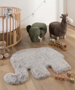 Alfombra suave de elefantes para niños - Fluffy Gris claro - sfeer