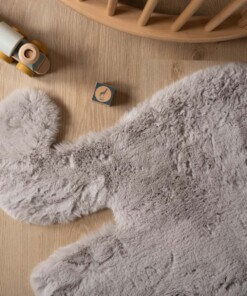 Alfombra suave de elefantes para niños - Fluffy Gris claro - overzicht sfeer