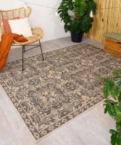 Alfombra de exterior Sunny Oriental - Beige/Negro - sfeer