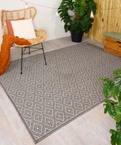 Alfombra de exterior a rombos Sunny Gem - Gris - sfeer