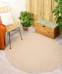 Alfombra redonda de exterior Sunny - Beige - sfeer