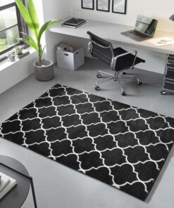 Alfombra lavable - Trellis Negro/Blanco