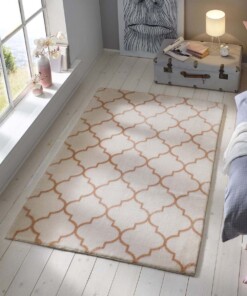 Alfombra lavable - Trellis Blanco/Rosa