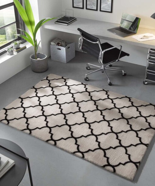 Alfombra lavable - Trellis Blanco/Negro