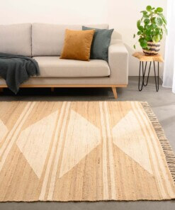 Alfombra Kilim - Lana natural/Blanco - sfeer