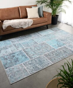 Alfombra patchwork - Fade Heritage Gris/Turquesa - sfeer