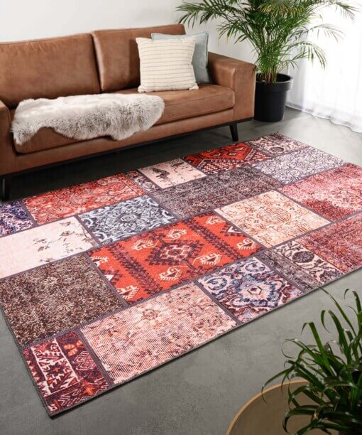 Alfombra patchwork - Fade No.1 Rojo/Multicolor - sfeer