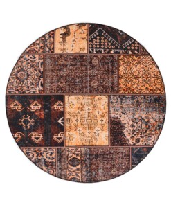 Alfombra redonda patchwork - Fade No. 1 Oro/Marrón - overzicht boven