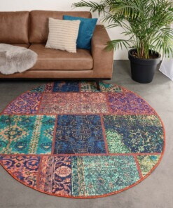 Alfombra redonda patchwork - Fade No.1 Multicolor - sfeer