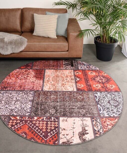 Alfombra redonda patchwork - Fade No. 1 Rojo/Multicolor - sfeer