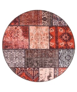 Alfombra redonda patchwork - Fade No. 1 Rojo/Multicolor - overzicht boven