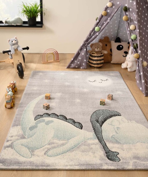 Alfombra con dinosaurios - Magic Gris claro