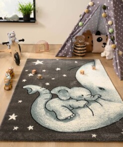 Alfombra para niños Elefante - Adventures Gris/Azul