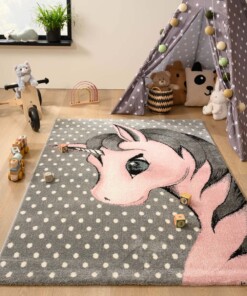 Alfombra Unicornio - Adventures Gris/Rosa