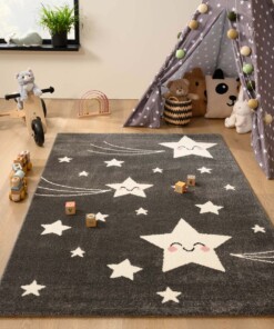 Alfombra de estrellas para niños - Adventures Gris/Blanco