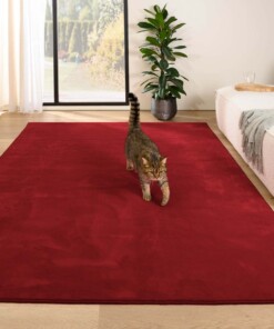 Alfombra suave de pelo liso - Plush Rojo