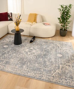 Alfombra vintage - Classic Bernard Azul/Blanco