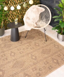 Alfombra de exterior efecto yute - Boho Bliss Beige/Marrón