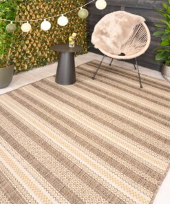 Alfombra de exterior a rayas - Coastal Path Beige