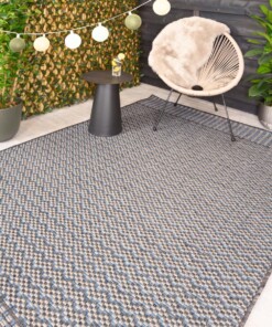 Alfombra con zigzag exterior - Coastal Waves Azul/Gris