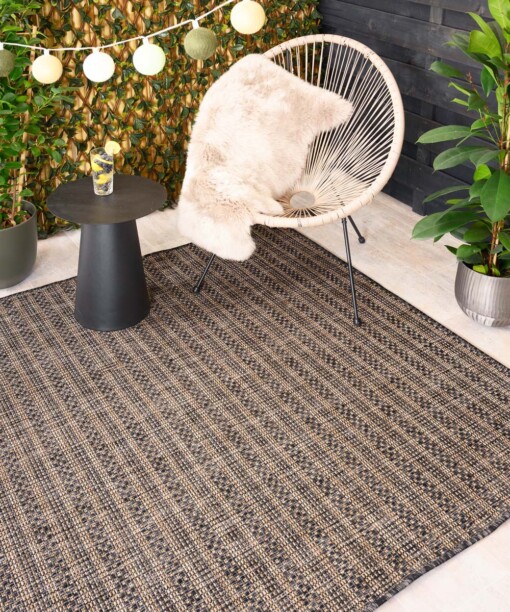 Alfombra de exterior - Horizon Beach Negro/Beige