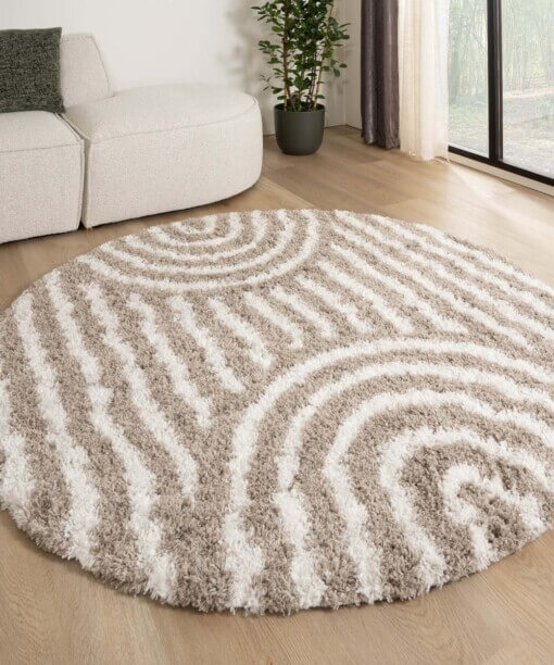 Alfombra redonda de estilo escandinavo - Cozy Arch Beige