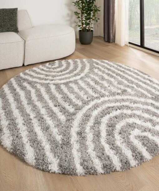 Alfombra redonda de estilo escandinavo - Cozy Arch Gris Claro