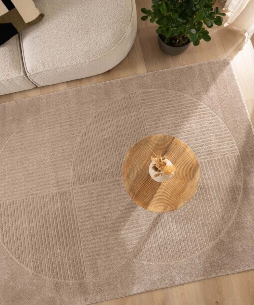 Alfombra de estilo escandinavo - Contour Circle Beige