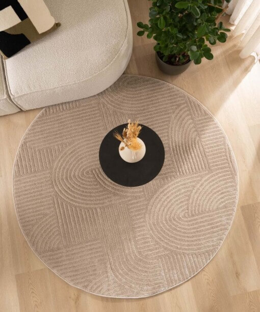 Alfombra redonda de estilo escandinavo - Contour Bend Beige