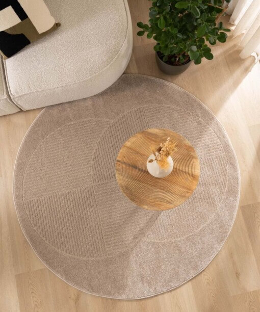 Alfombra redonda de estilo escandinavo - Contour Circle Beige