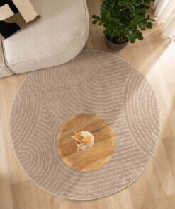 Alfombra redonda de estilo escandinavo - Contour Curve Beige