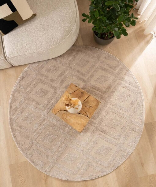 Alfombra redonda de estilo escandinavo - Contour Diamond Beige