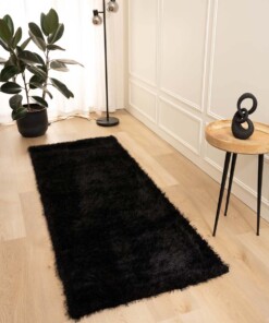 Alfombra de pasillo de pelo largo - Posh Velours Negro