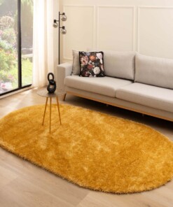 Alfombra ovalada de pelo largo - Posh Velours Oro