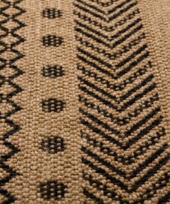 Alfombra de balcón efecto yute - Boho Mandala Beige/Negro - close up