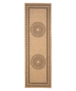 Alfombra de balcón efecto yute - Boho Mandala Beige/Negro - overzicht