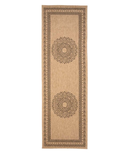 Alfombra de balcón efecto yute - Boho Mandala Beige/Negro - overzicht