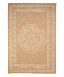 Alfombra de exterior efecto yute - Boho Mandala Beige/Blanco - overzicht