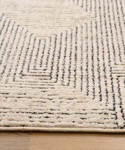 Alfombra moderna - Fancy Maze Crema/Negro - close up