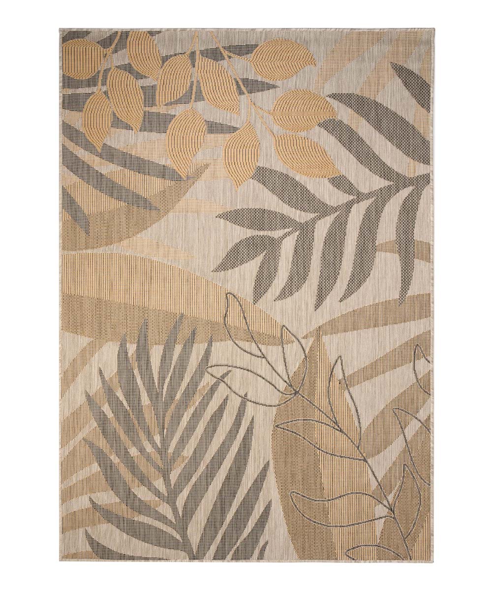 Alfombra de exterior con hojas de palmera - Coastal Coral Beige - overzicht